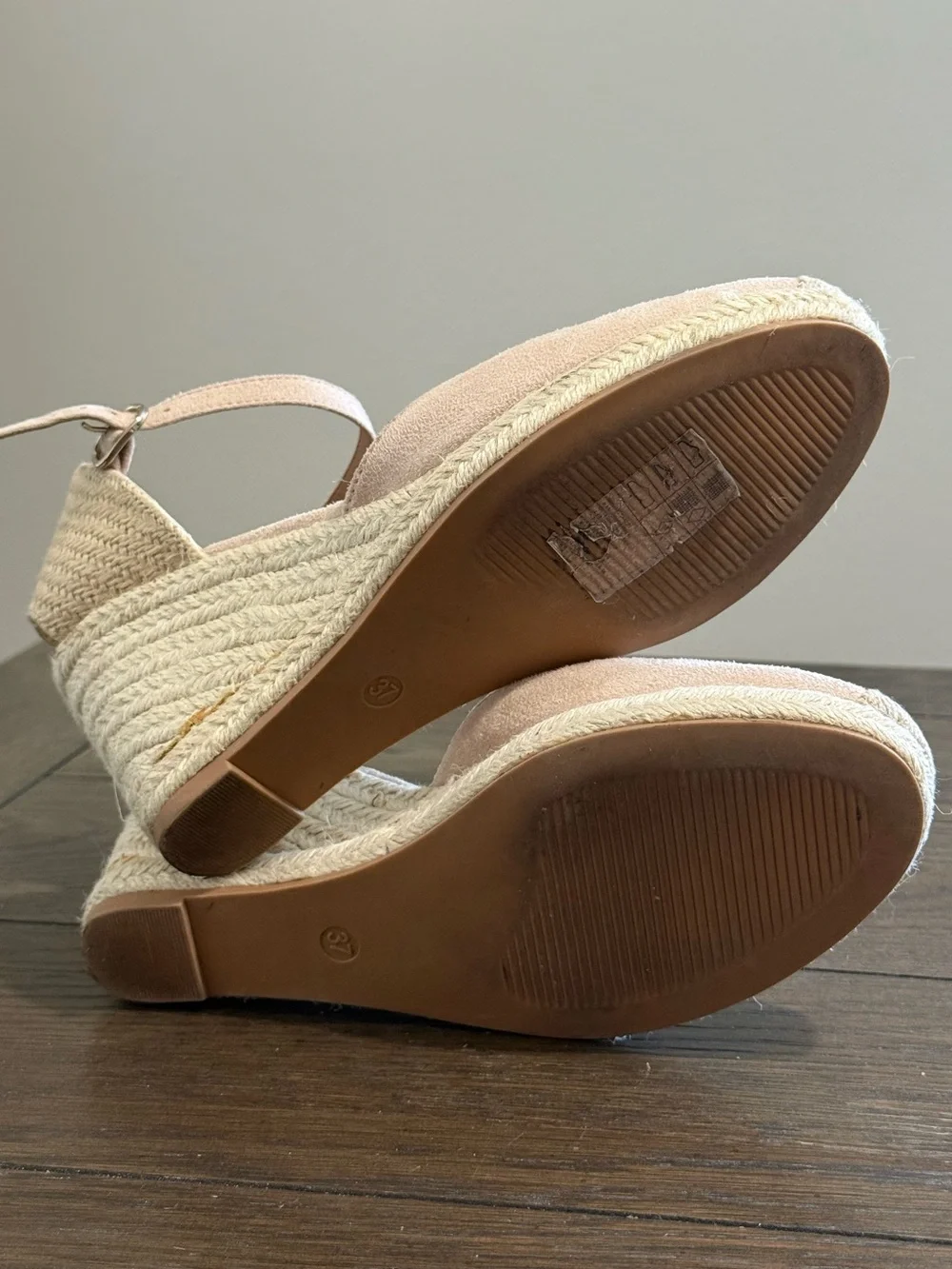 Espadrille Wedge Sandals in Blush Pink